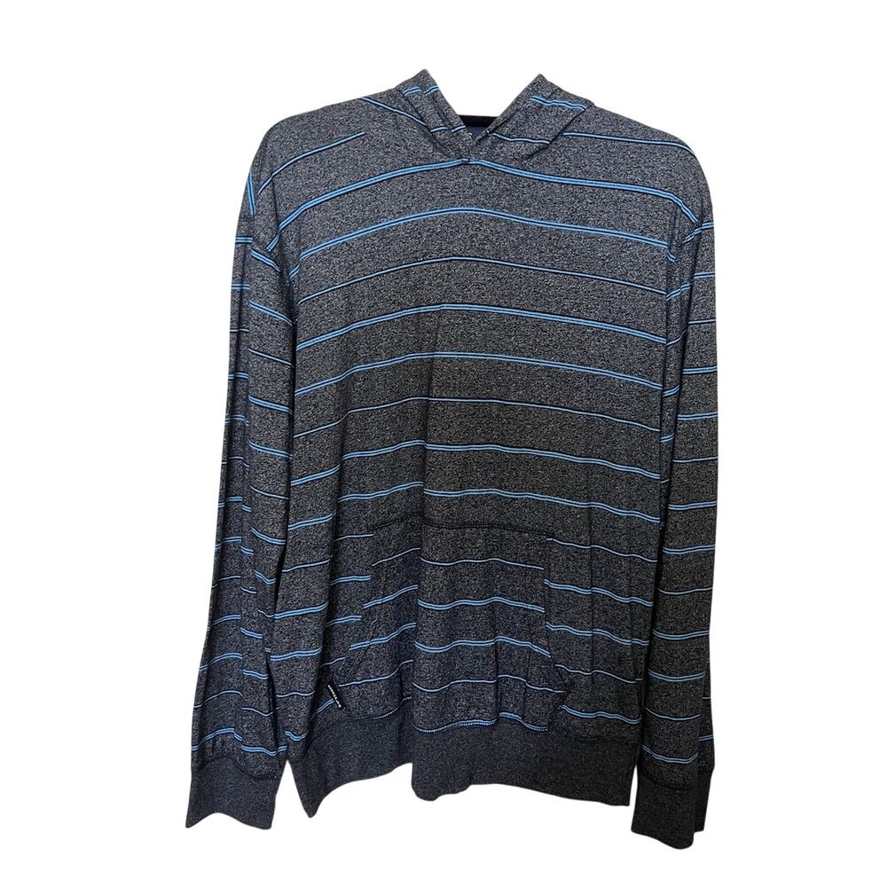 Ecko Unltd Striped Hoodie Long Sleeve Shirt Men’s Sz Large Gray Blue